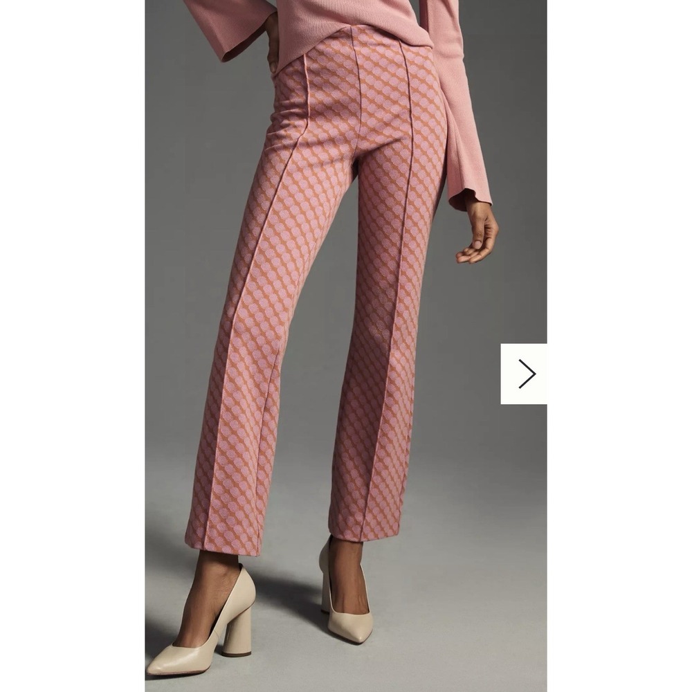 Anthropologie Maeve The Margot High Rise Flare Pants Women's Size Small Pink